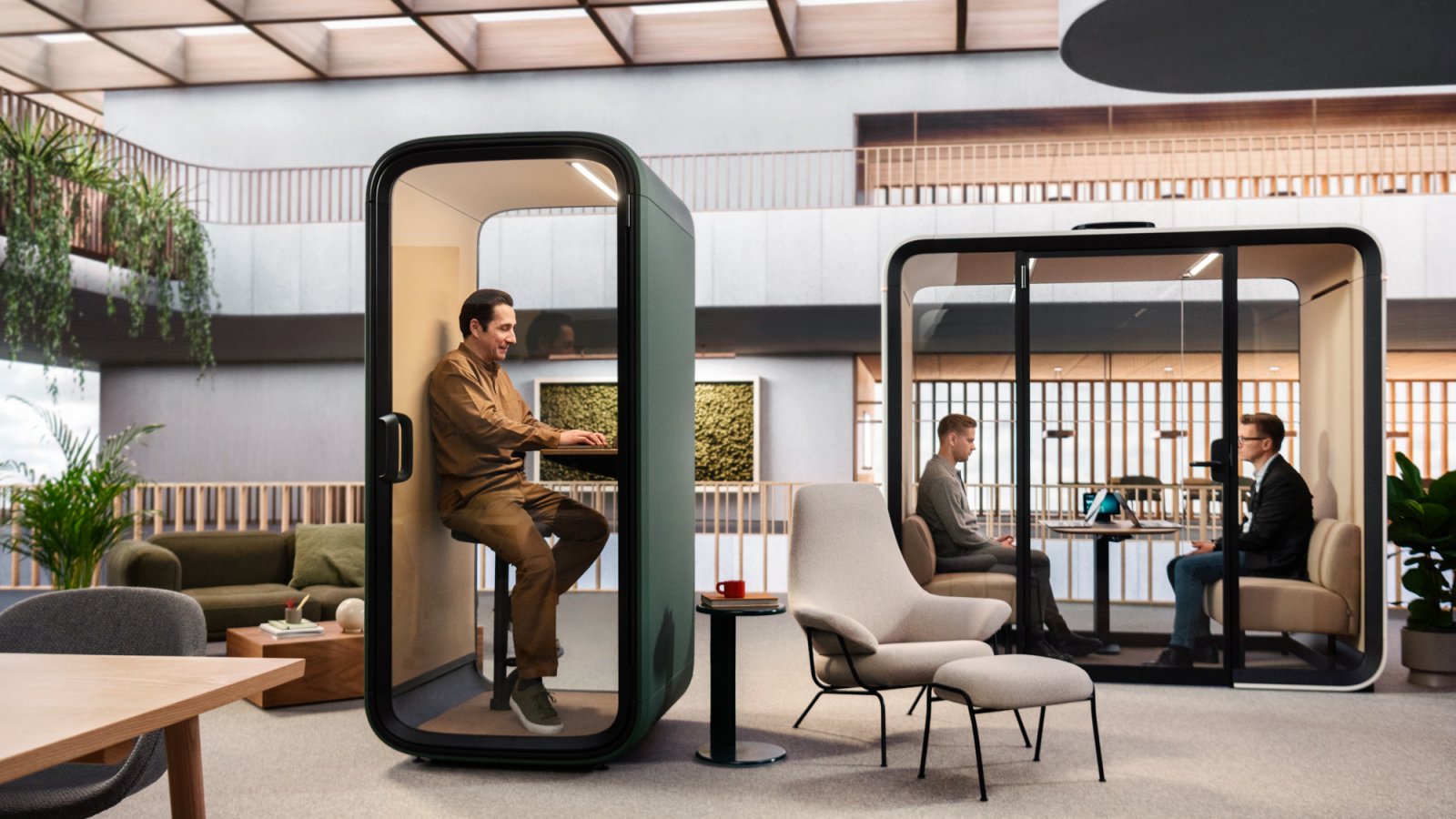 Framery One Compact telefonboks i et norsk kontorlandskap