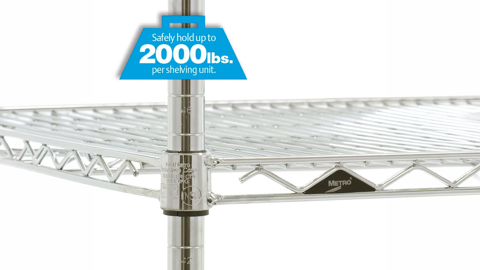 Super Erecta trådreol fra Metro i krom med justerbare hyller