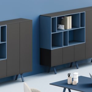 Bench for seks fra Lay-programmet med hvit MDF-lampe