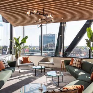 Loop moduler i belagt tekstil i en klinikklobby
