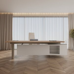 Moderne sjefsskrivebord Cloud fra Codutti med plate i herdet glass