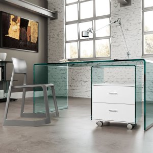 Skrivebord Rialto fra FIAM Italia i bøyd glass