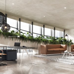 Spike skrivebord med sidebord som ekstra flate