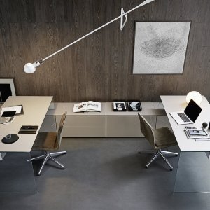 Lederskrivebord Air Desk, design Pinuccio Borgonovo