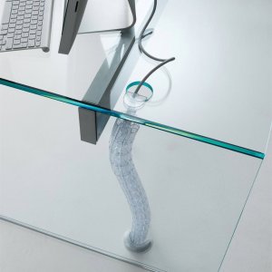 Air Desk med laminert krystallplate i skinnlook