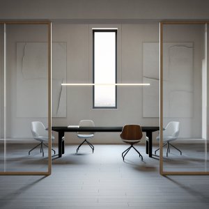 Lederkontor med Hito skrivebord skjenk og polstret benk