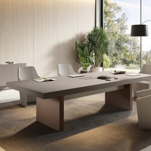 Las Mobili Jera direktørsystem komplett — skrivebord, Totem LED-skap, vegghengte skuffer, finish Wengé 60