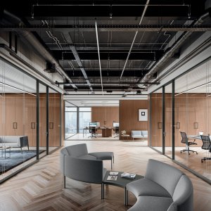 Skyvedør i glass med dempet brems i Quadrifoglio systemet