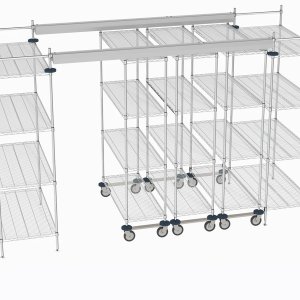 Super Erecta reol fra Metro i Metroseal-overflate i et arbeidsrom