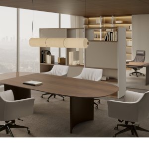Sammensetning med skrivebord og sidebord