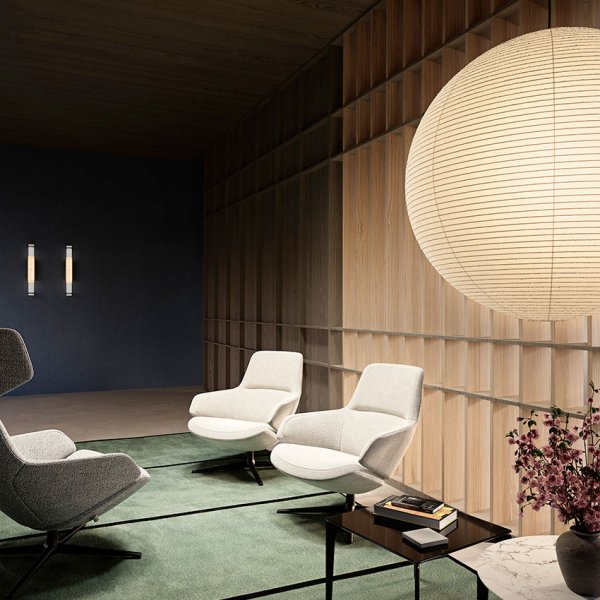 Kontorlounge med Arper designlenestoler og sittemøbler